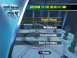 Weakest Link title screen for Playstation